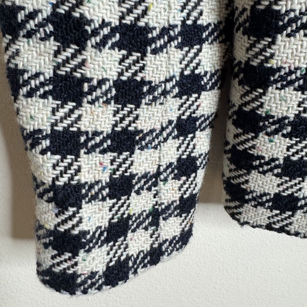 Talbots Blazer Womens 10 Black White Houndstooth Wool Blend Tweed Jacket office - Picture 5 of 12